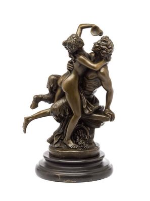 Bronzeskulptur Faun erotisches Liebespaar Bronze Figur Skulptur 29cm