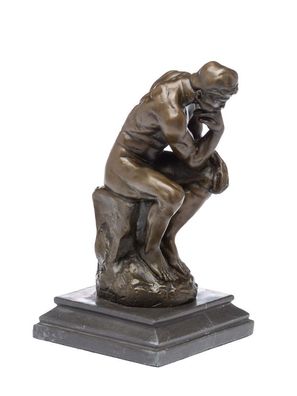 Bronzeskulptur der Denker Mann Bronzefigur Skulptur nach Rodin 25cm Kopie Replik