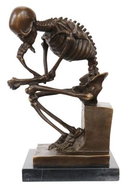 Bronze Skelett Denker Mann Bronze Figur Bronzeskulptur nach Rodin Skulptur Figur