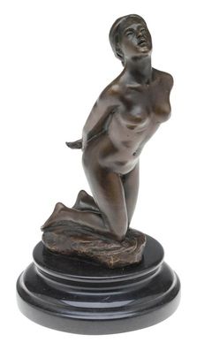 Bronzeskulptur Frau Erotik kniende Bronzefigur Bronze Figur Antik-Stil Nude