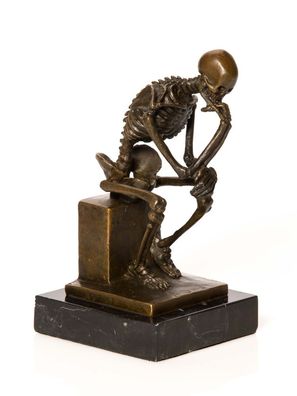 Bronze nach Rodin Skelett Gerippe Denker Bronzefigur Bronzeskulptur Replik
