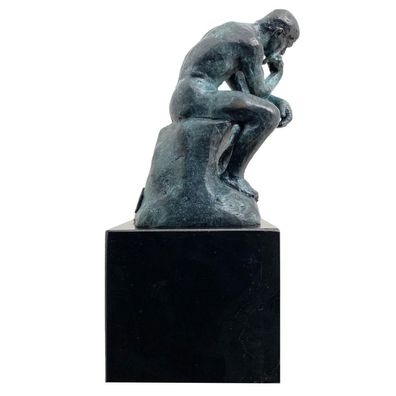 Bronze der Denker Mann Bronzeskulptur Bronzefigur nach Rodin coloriert Replik