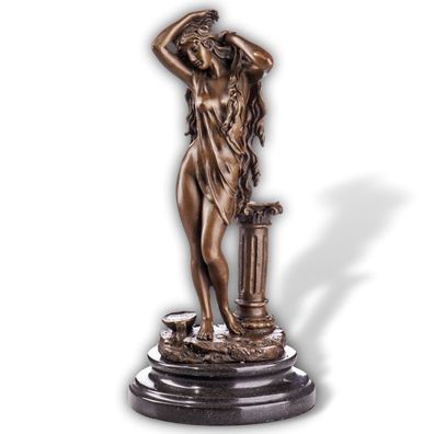 Skulptur Bronze Figur badende Dame Akt Erotik Statue 32cm Antik-Stil