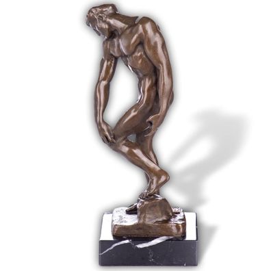 Skulptur Bronze Figur Akt Adam nach Rodin 20cm Antik-Stil Replik Kopie