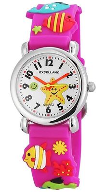Excellanc 4200005-003 Kinderuhr "Meerestiere" - Silikonband in lila - Analog