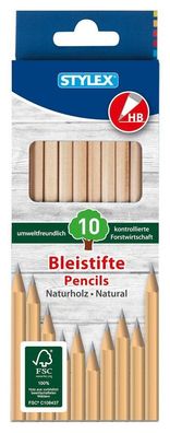 Stylex 26019 Bleistifte HB, Naturholz, 10 Stück