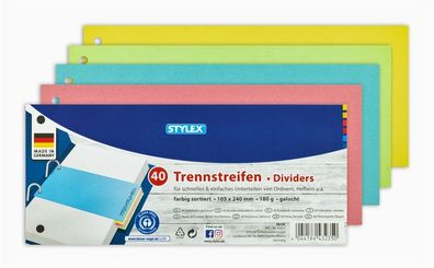 Stylex 43235 Trennstreifen, farbig, 40 Stück je 10x rot, blau, grün und gelb