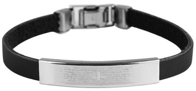 Akzent 003125010074 Armband aus Echtleder und Edelstahl in Schwarz