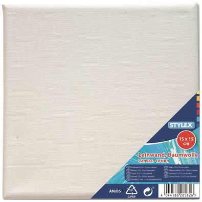 Stylex 28582 Leinwand, 15 x 15 cm - weiß - 100 % Baumwolle - 1 Stück