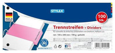 Stylex 43230 Trennstreifen, rot, 100 Stück