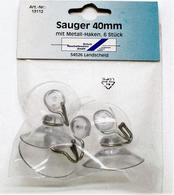 Sauger mit Metallhaken 6er Set 40mm