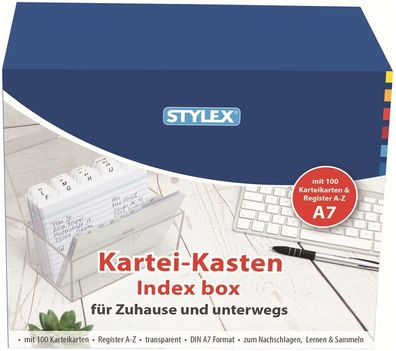 Stylex Karteikasten, DIN A7, mit 100 Karten