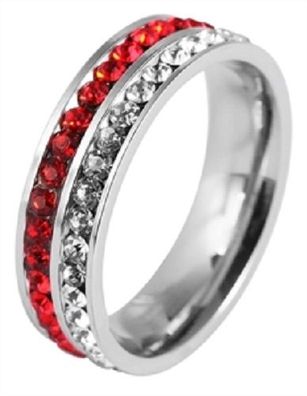 Akzent 5060153-62 Damen Ring Größe 62 aus Edelstahl silberfarben rot