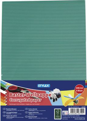 Stylex 46729 Bastel-Wellpappe DIN A4 - 8 Bögen 8 Farben