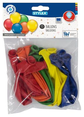 Stylex Luftballons, Umfang 75cm, Helium geeignet, 15 Ballons