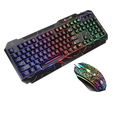 Tastatur- und Mauskombination, USB-Kabel-Gaming-Kit, RGB-LED-Leuchtgerät