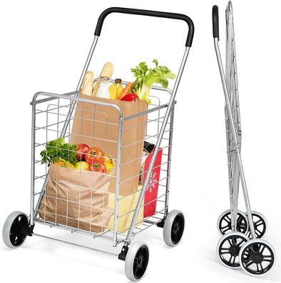 Klappbarer Einkaufstrolley, Einkaufswagen mit Universalrädern, 45 kg Kapazität