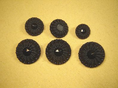6 Stück Dirndlknopf Trachten Posamentenknopf schön Kunststoff schwarz 3 Größen