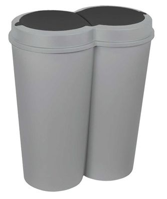 Centi Abfalleimer DUO BIN ca. 2 x 25 L 50 x 30 x 53 cm anthrazit/ grau PP