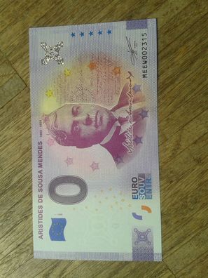 Null euro Schein 0 euro Schein Souvenirschein Aristides de sousa Mendes 2021-1