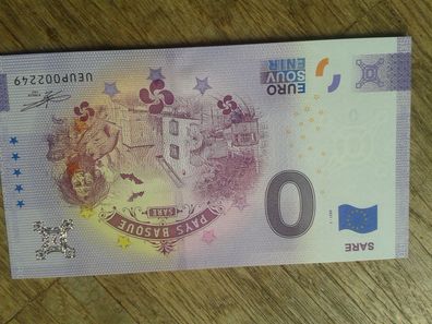Null euro Schein 0 euro Schein Souvenirschein billet Sare Pays Basque 2021-1