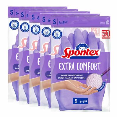 Spontex Haushaltshandschuhe Extra Comfort 5 Paar, Spülhandschuhe robust waschbar