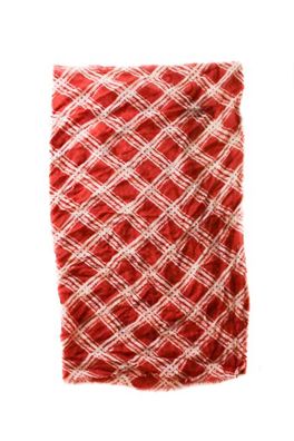 Masai Damen Schal Tuch Wolle Rot Weiß geometrisches Muster #UU4