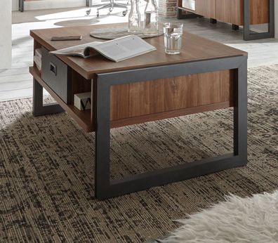 Couchtisch Wohnzimmer Tisch Eiche grau Beistelltisch Schubkasten Ablage Auburn