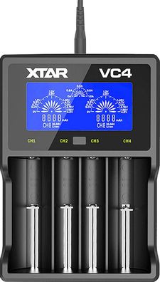 XTAR USB-Ladegerät VC4 LC-Display Li-Ion