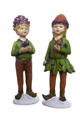 2er Set Herbst Elfe | Junge Mädchen | Dekofigur Figur | Elfen Waldelfe | 12,5cm