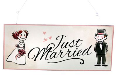 Metallschild | Just Married 30cm | Türschild Schild Hänger Dekohänger | Hochzeit
