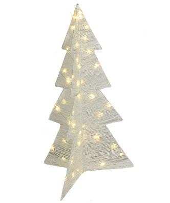 LED Tannen Baum Aufsteller 75 cm - weiß - Deko Weihnachts Ständer Batterie Timer