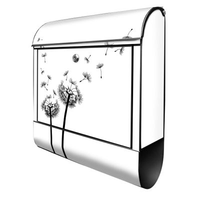 banjado® Design Briefkasten Stahl schwarz mit Zeitungsfach Motiv Pusteblume 2