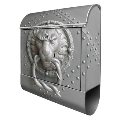 banjado® Design Briefkasten Stahl silber mit Zeitungsfach Motiv Eisentor