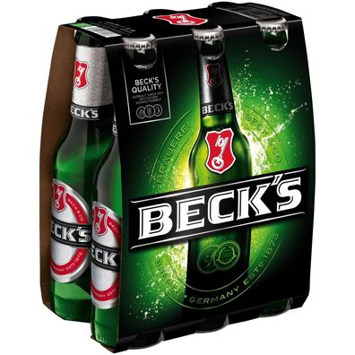 Becks Pils Bier 6er Sixpack Set - 6 x 330ml (4,9% Vol) - inkl. Pfand -[Enthält