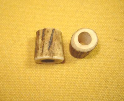 2 Stück echt Hirschhorn Perle handgeschnitzt für Kordel oder Band LN80305