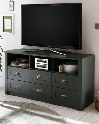 TV-Lowboard Fernsehtisch grün Landhaus TV Unterteil mit Komforthöhe 130x67 cm Forres