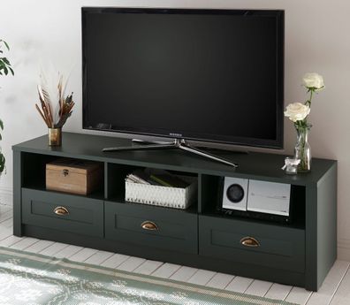 TV-Lowboard Fernsehtisch in grün Landhaus TV-Gerät Unterteil 158 cm Board Forres