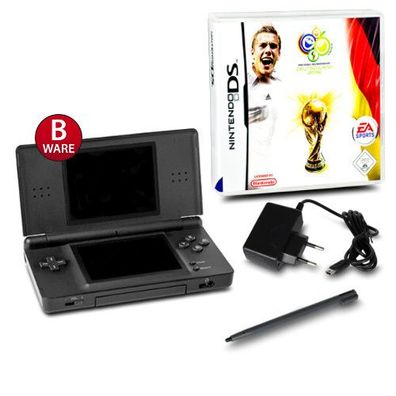 DS Lite Handheld Konsole schwarz #70B + Kabel+ FIFA Fussball WM Deutschland 2006