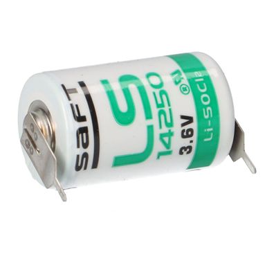 Saft Lithium 3,6V LS14250-2PF Batterie 1/2AA Zelle pin + / -