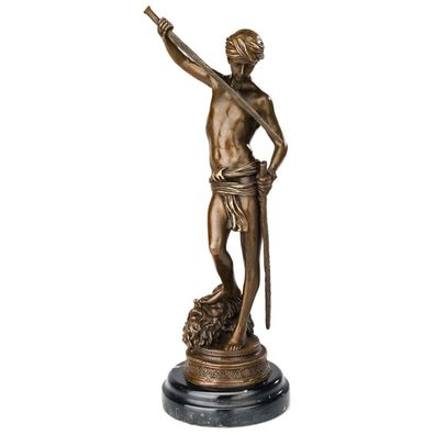 Bronze David nach Antonin Merciér Kampf Goliath Bronzefigur Kopie Replik