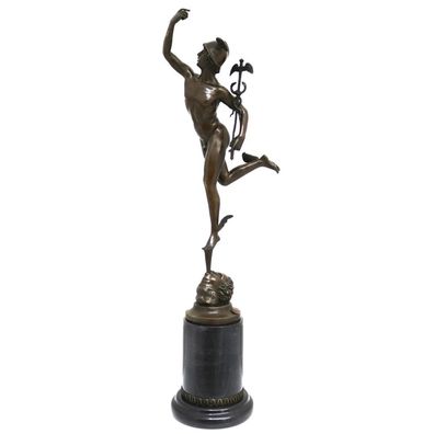 Bronzeskulptur Skulptur Hermes Merkur nach Giambologna Figur Antik-Stil Replik