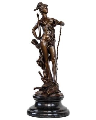 Bronzeskulptur Diana Jagd Bogen Wildschwein Antik-Stil Bronze Figur Statue 50cm
