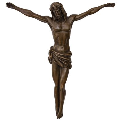 Bronzeskulptur Korpus Jesus Christ Kreuz Kreuzigung Bronze Skulptur Figur 22cm
