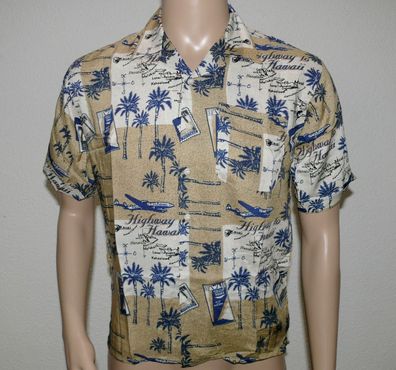 QC Quality Clothing Havaii Herren Sommer Hemd Shirt Kurzarm Slim XS S M L Natur