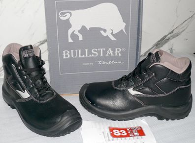 Bullstar 2445 Büffelleder S3 Sicherheits Arbeits Boots Schuhe SRC Stahlkappe BLK