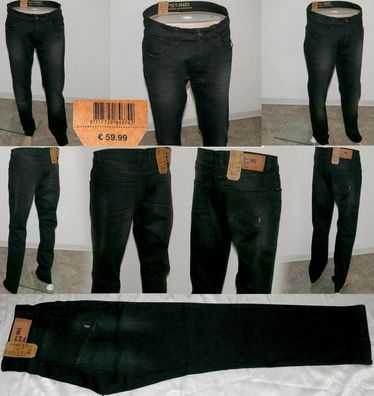 FST IND Bruno Black 1060 Regular Fit Comfort Stretch Jeans W36 L 34 36 Schwarz