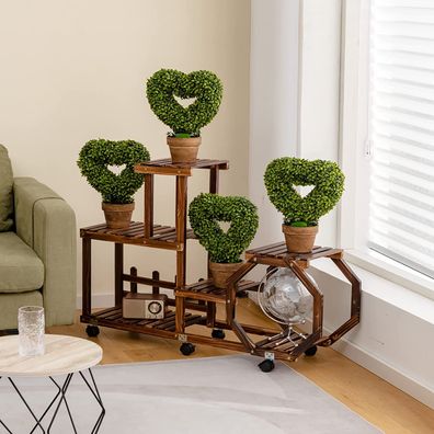 4er Set Mini Künstliche Pflanzen, Kunstbaum mit Topf, Kleine Kunstpflanze grün Büro