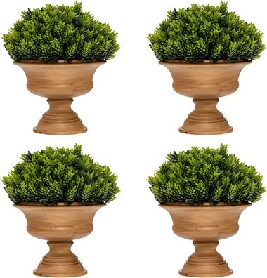 4er Set Mini Künstliche Pflanzen Kunstbaum mit Topf Kleine Kunstpflanze Kiefernzapfen