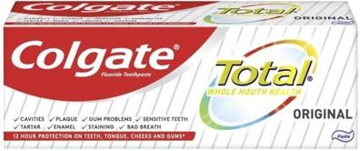 Colgate Total Original Zahnpasta, 20ml - Zahncreme für gesunde Zähne, in praktisch...